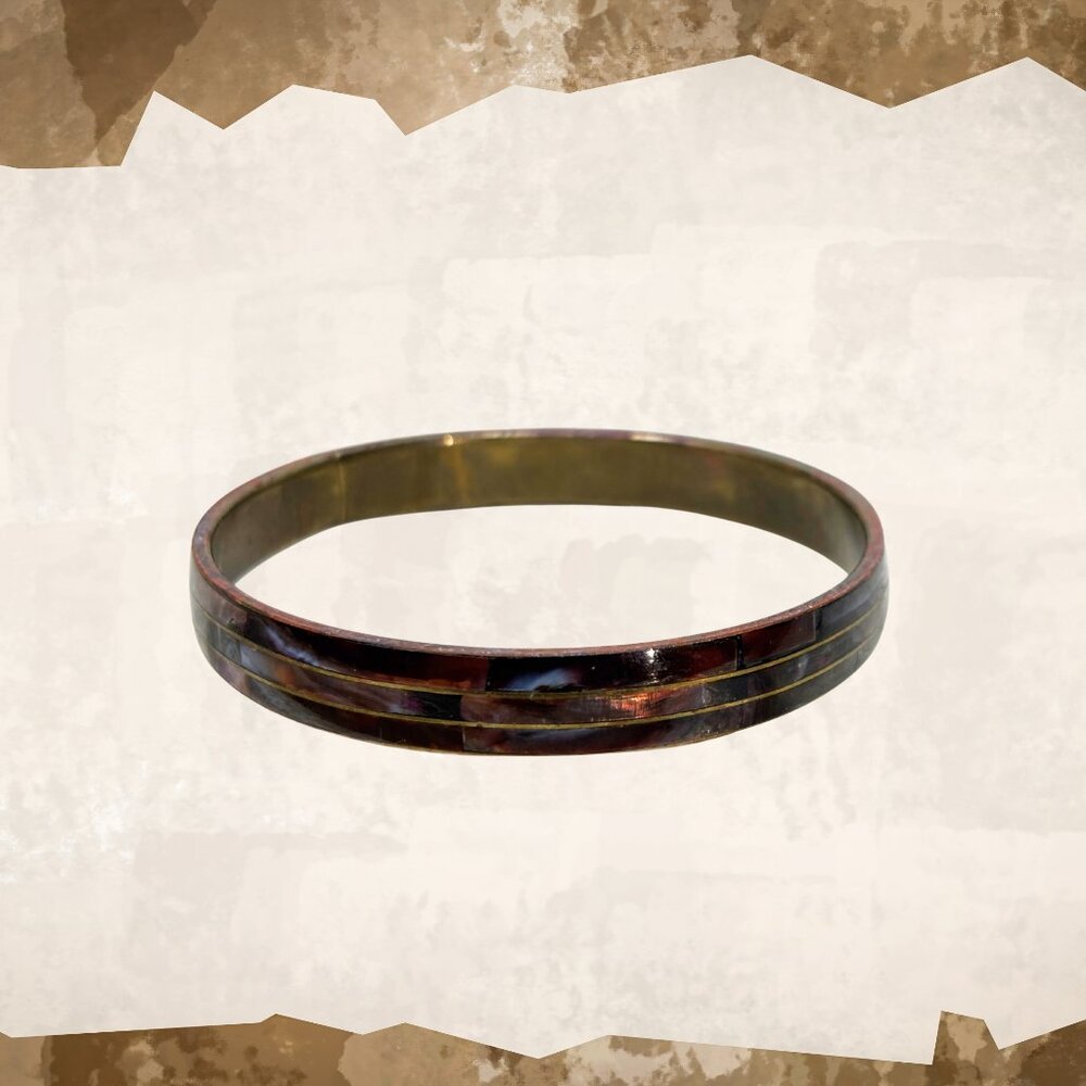 Iridescent Brown Shell Inlay Bracelet
